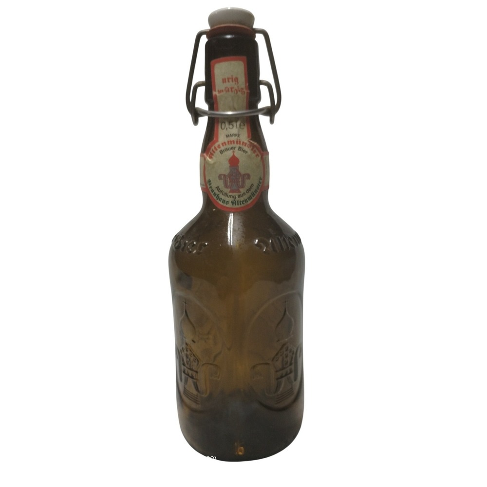 Vintage Altenmunster Brauer Bier 0.5L Brown Glass Bottle Flip Top Swing Cap‎